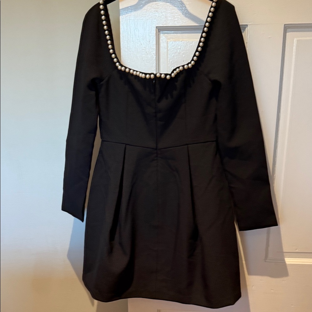 Odd Muse Faux Pearl Dress Black Long Sleeve Like New Medium LONDON GORGEOUS - Picture 5 of 7
